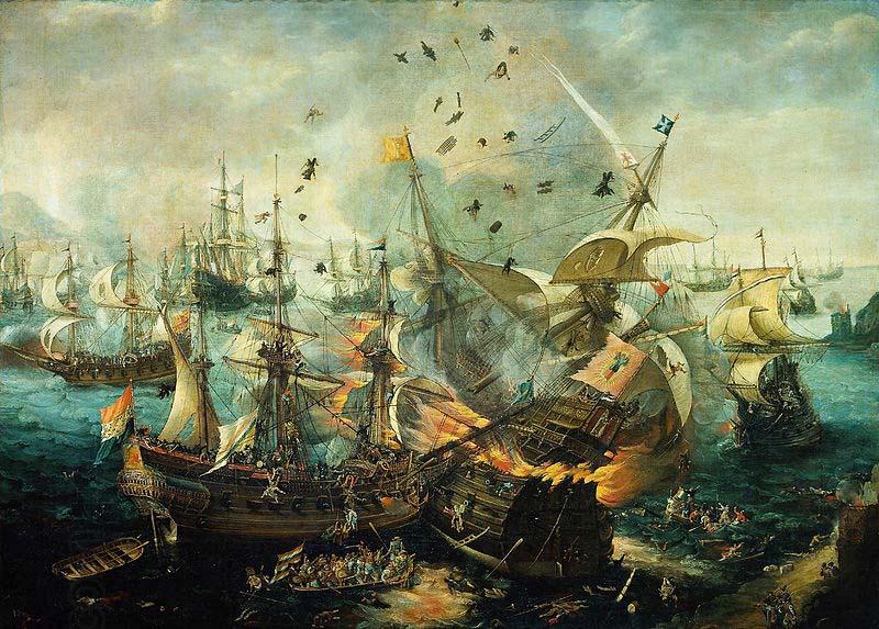 Cornelis Claesz. van Wieringen The explosion of the Spanish flagship during the Battle of Gibraltar, 25 April 1607